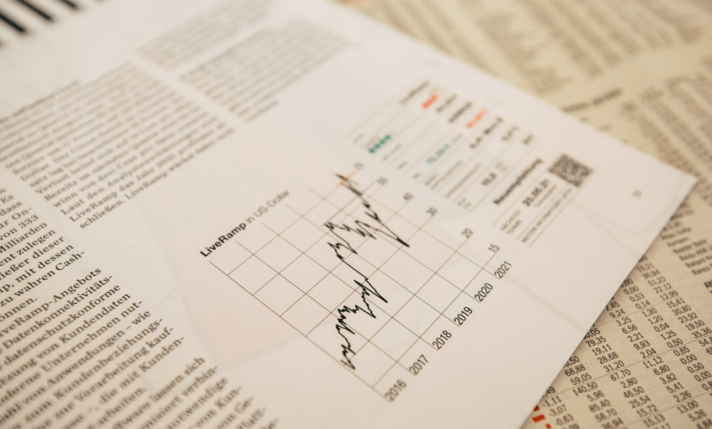 a newspaper with a graph on it